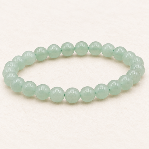 Bracelet en aventurine verte - Perles de 8 mm sur fond Nacre MilAura