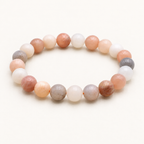 Bracelet en pierre de lune multicolore 10 mm - 16 à 18 cm