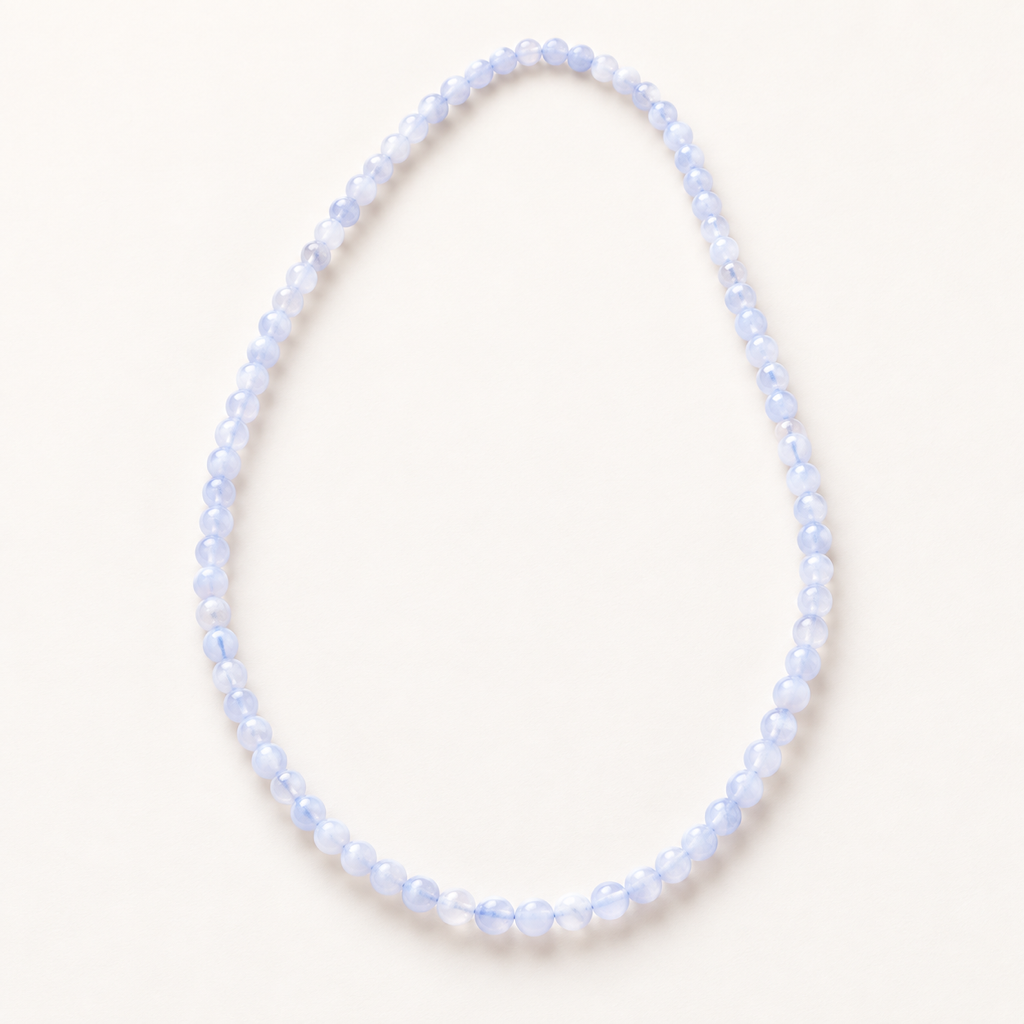 Collier calcédoine bleue 4 mm