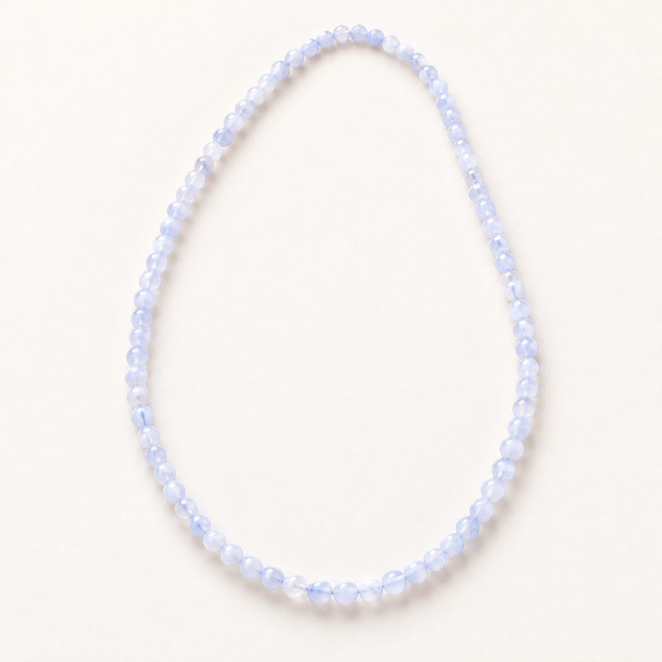Collier calcédoine bleue 4 mm