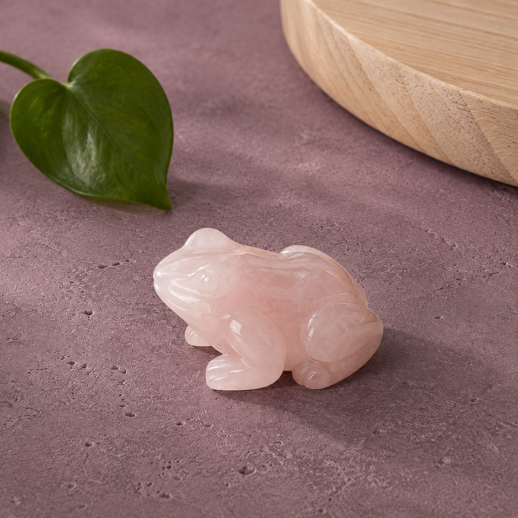 Grenouille illustrative sur pierre prune près d’une feuille verte