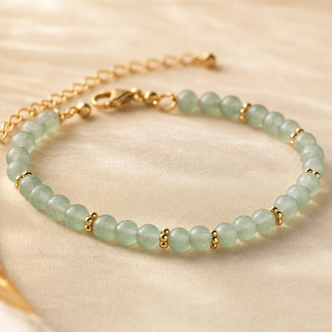 Bracelet aventurine verte Halo doré