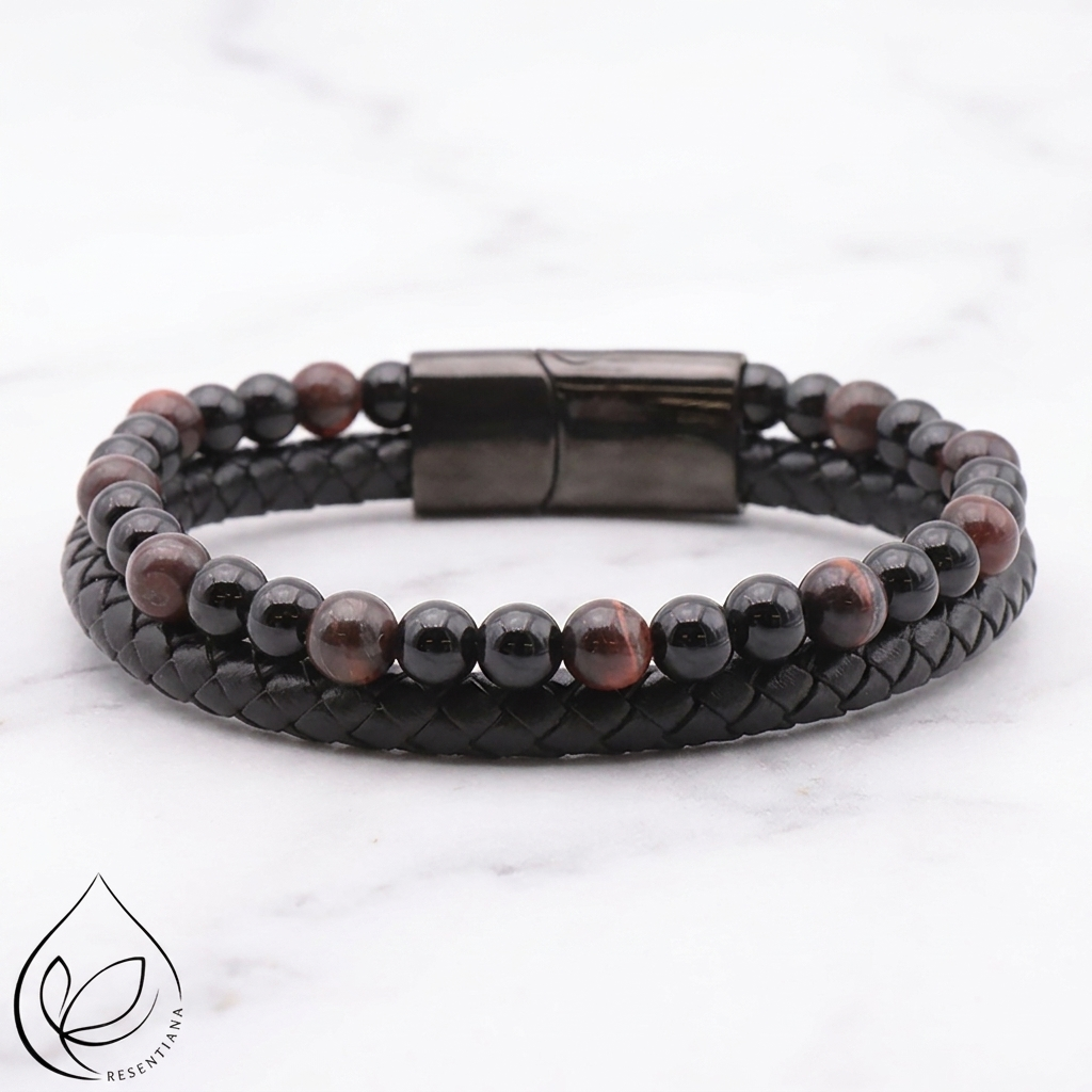 Bracelet Onyx Cuir Noir | MilAura