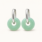 Boucles d'oreilles Loa argentées en aventurine verte 25 mm