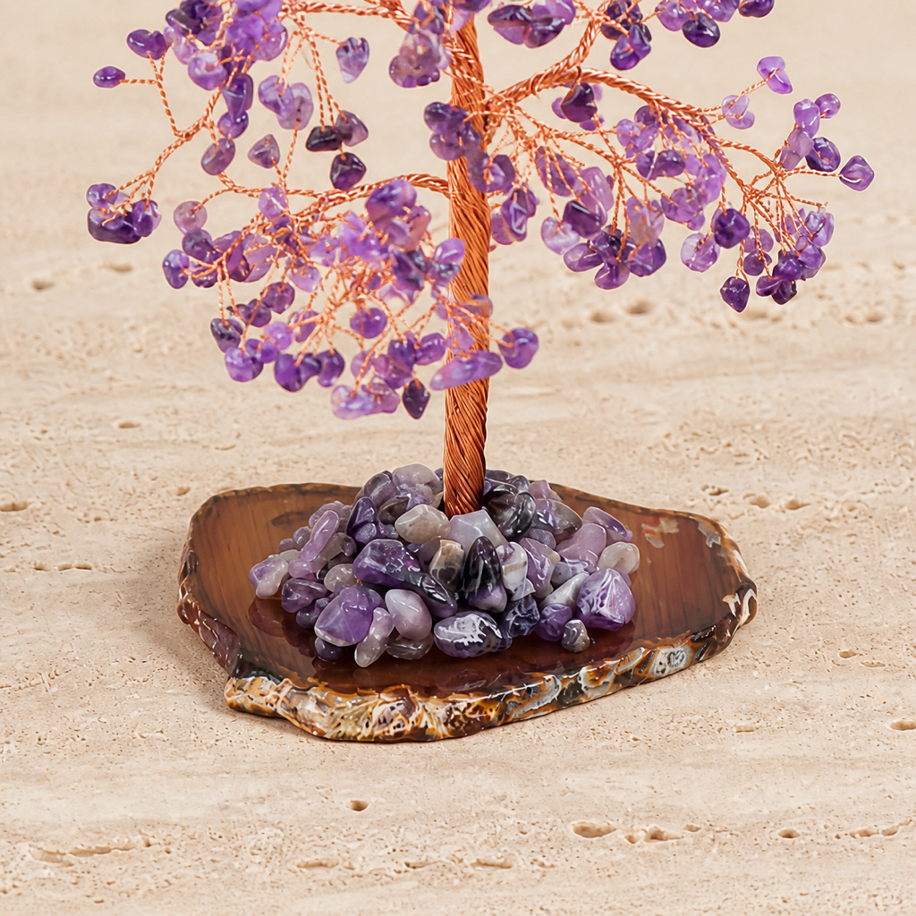 Vue technique de arbre minéral en améthyste du brésil - 150 à 200 mm