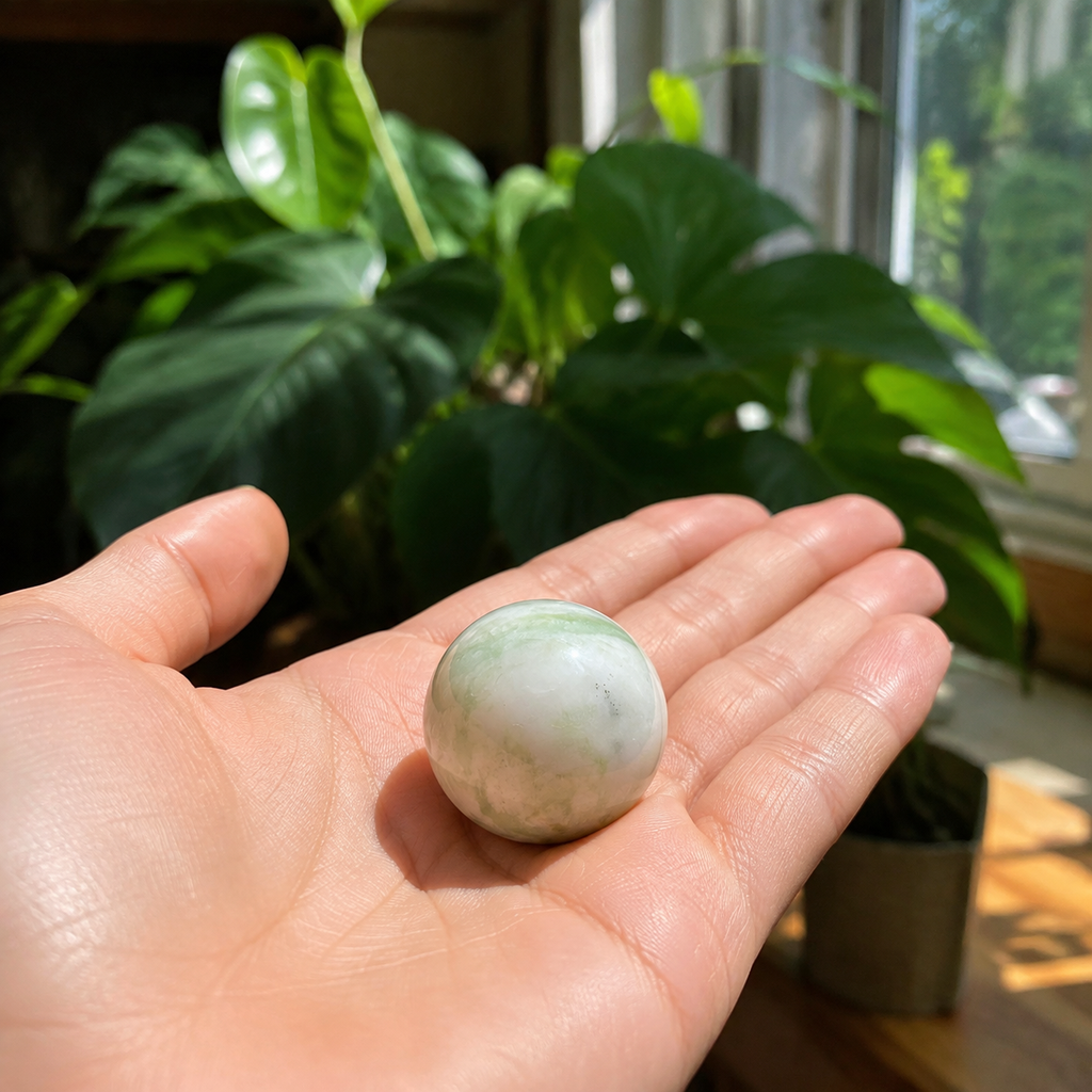 Sphère en jade de Chine dans une autre scène de vie