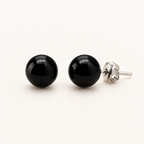Boucles d'oreilles puces en obsidienne noire - 10 mm