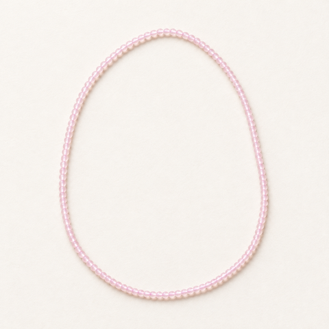 Collier en quartz rose 4 mm - 45 cm sur fond Nacre MilAura