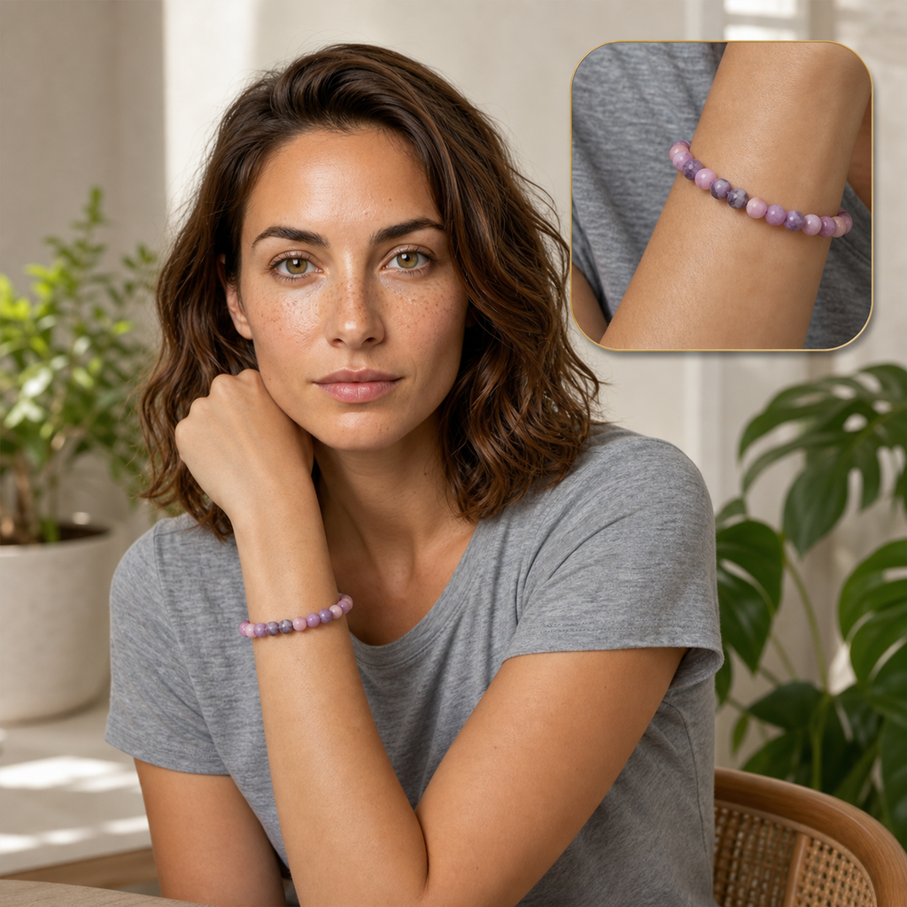 Chloé portant le bracelet avec encart zoom