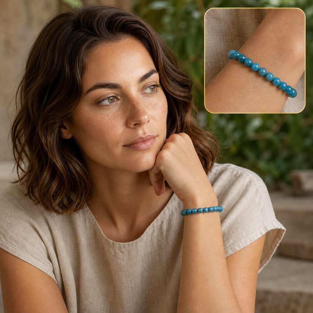 Chloé portant le bracelet avec encart zoom