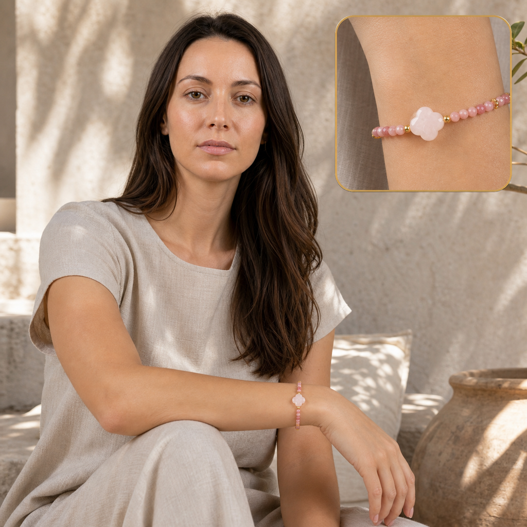 Elena portant le bracelet avec encart zoom