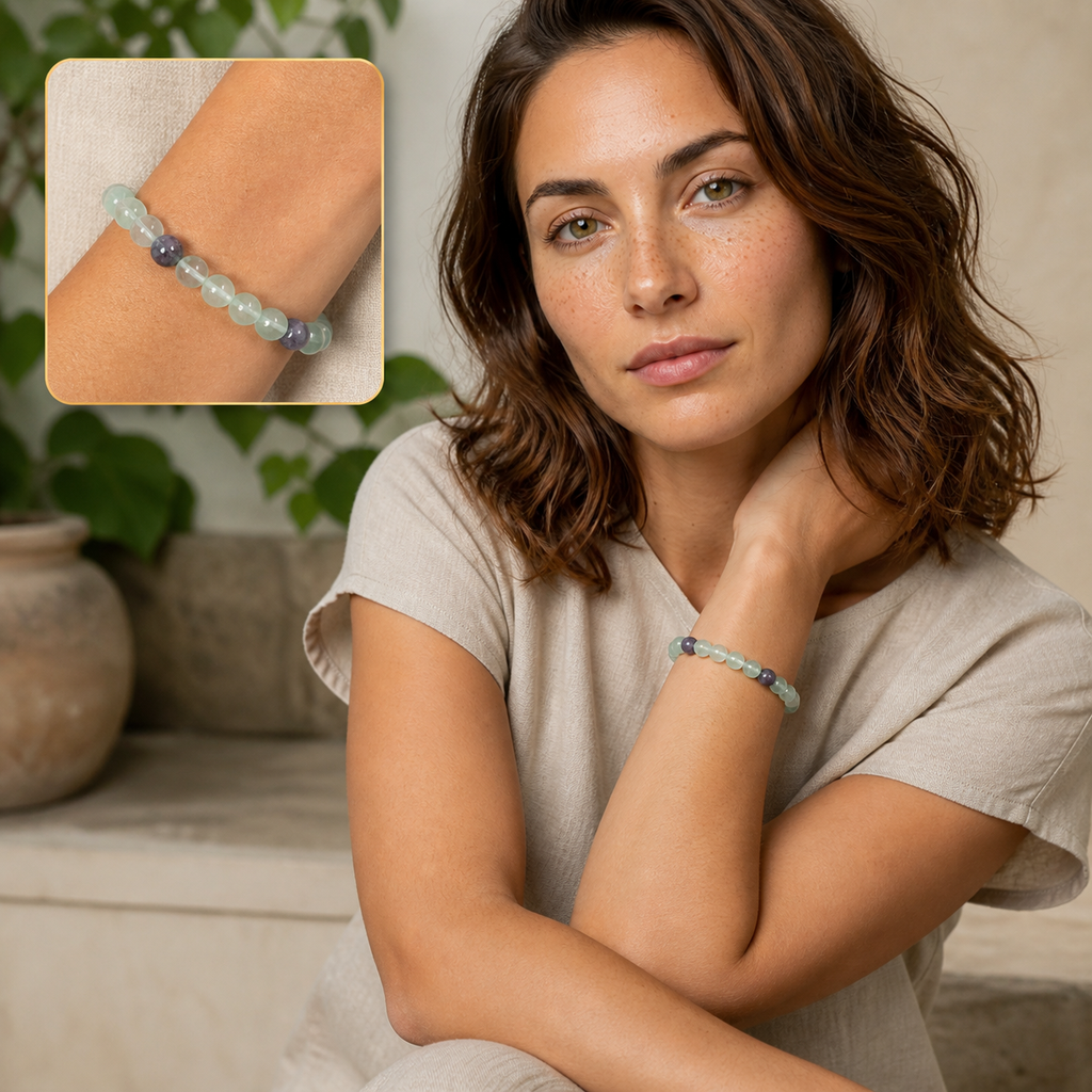 Chloé portant le bracelet avec encart zoom