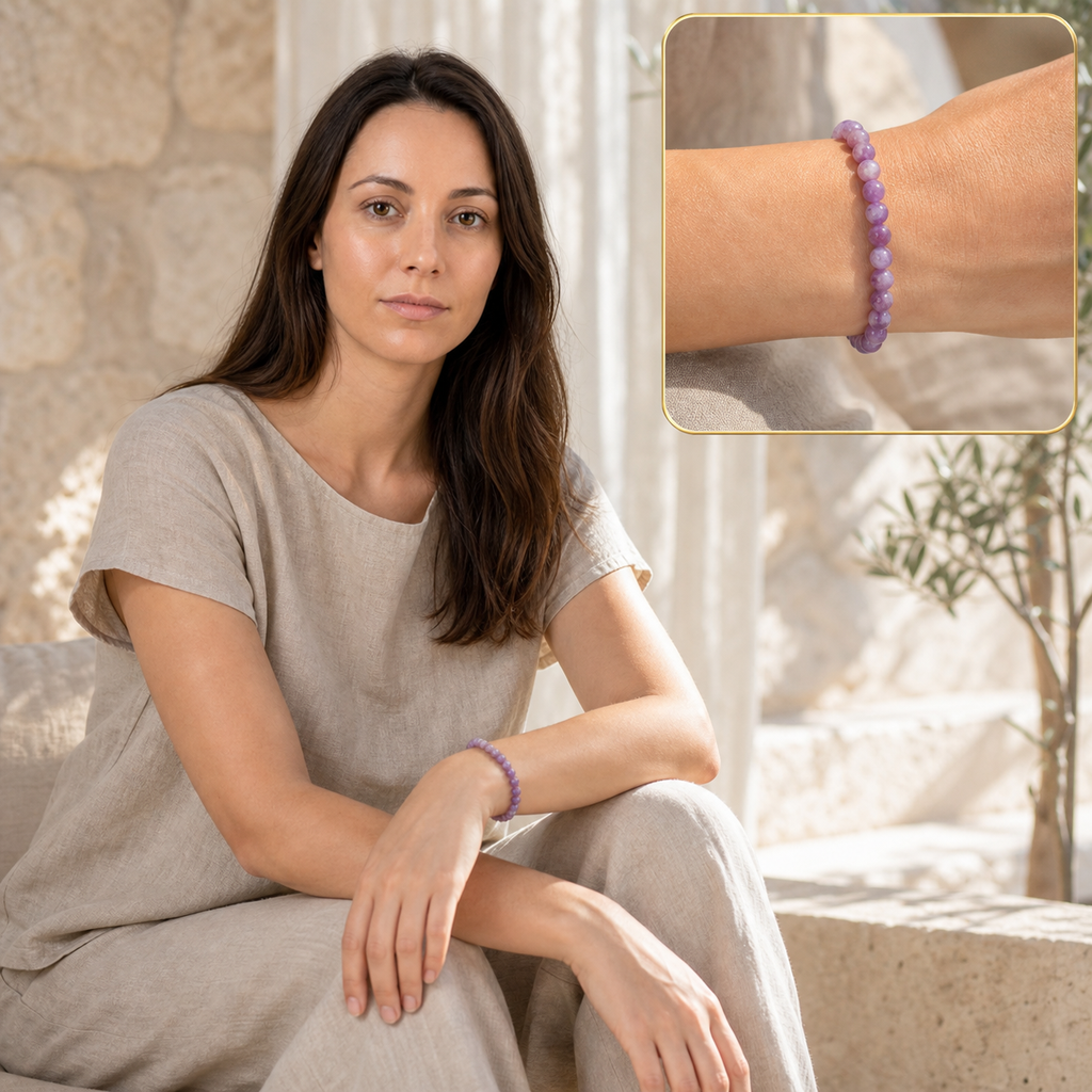Elena portant le bracelet avec encart zoom