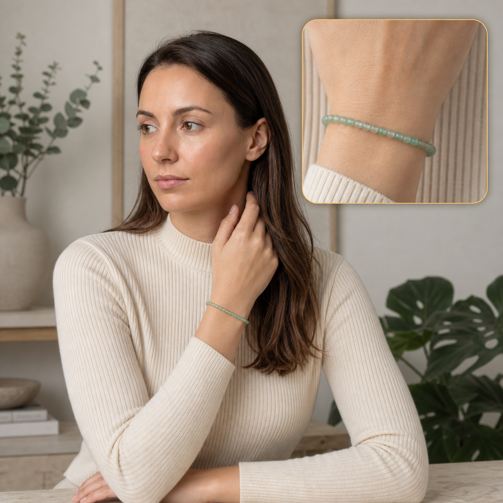 Elena portant le bracelet avec encart zoom