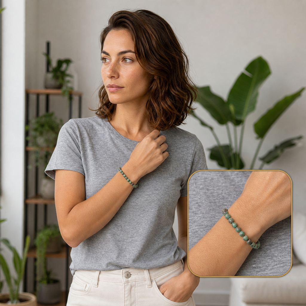 Chloé portant le bracelet avec encart zoom