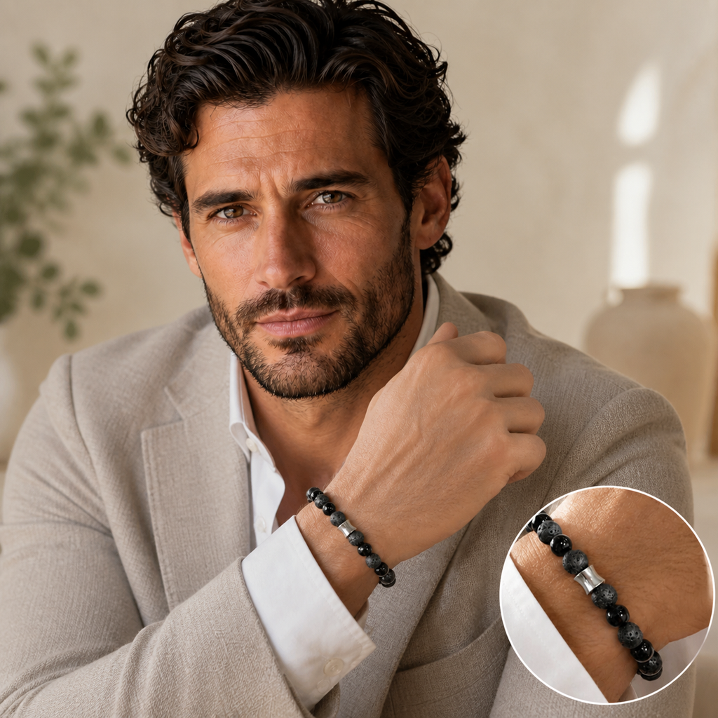 milaura-male-01 portant le bracelet avec encart zoom