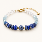 Bracelet doré en sodalite et pierres bleues