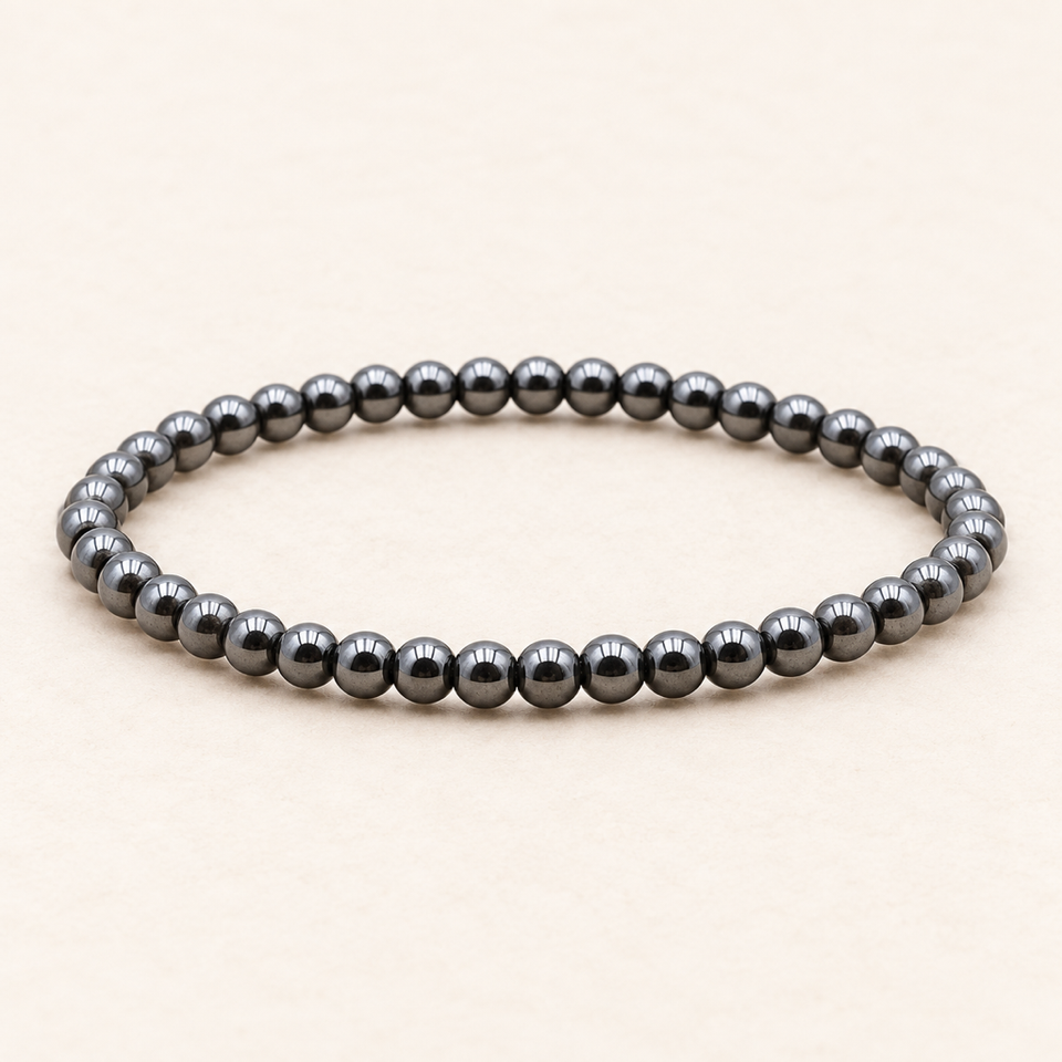 Bracelet fin en hématite - Perles de 4 mm