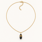 Collier doré en obsidienne noire