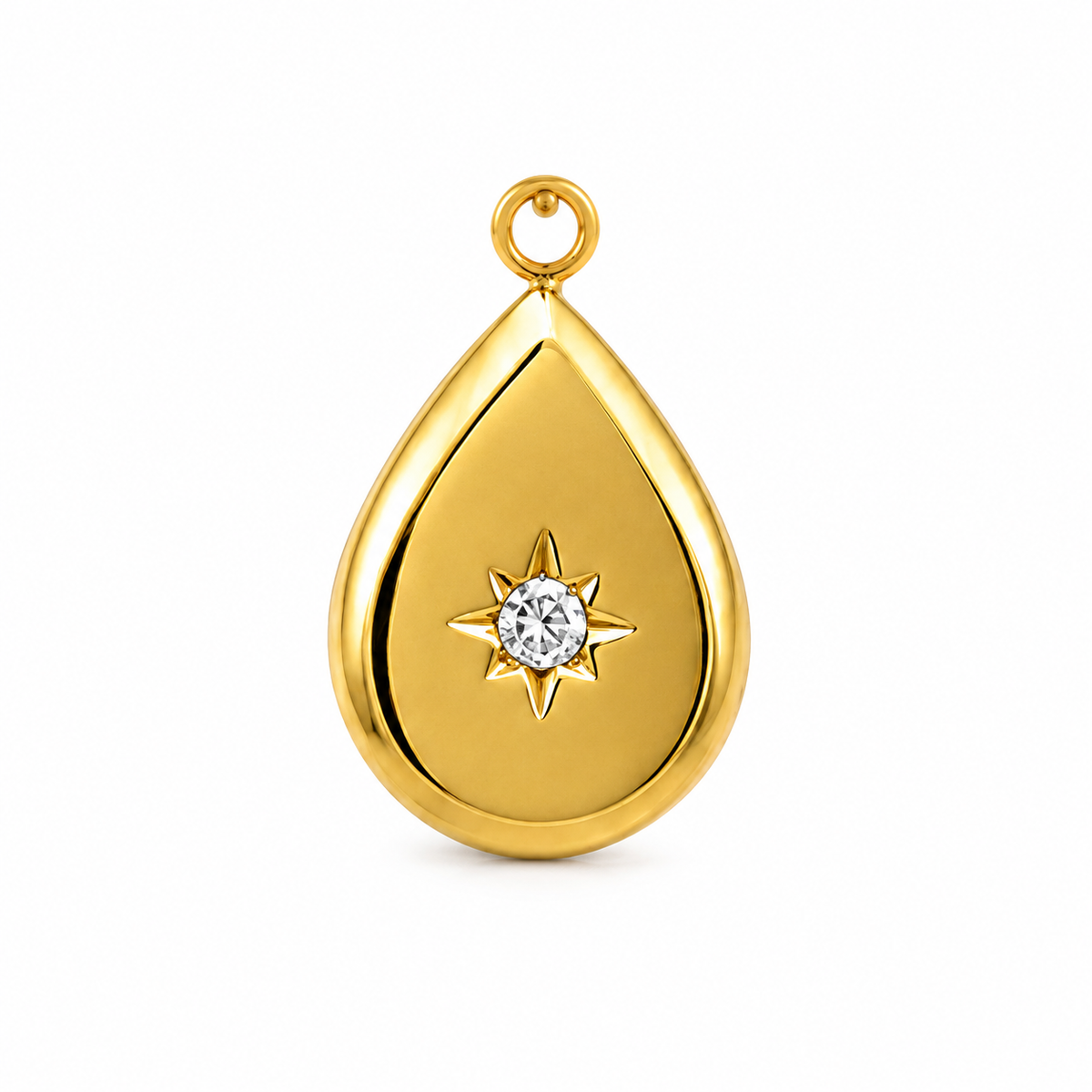 Boucles d'oreilles dorées en nacre et zircon : articulation des trois parties
