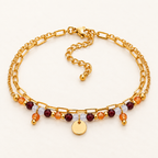 Bracelet Iris doré en aigue-marine, cornaline et grenat 4 mm