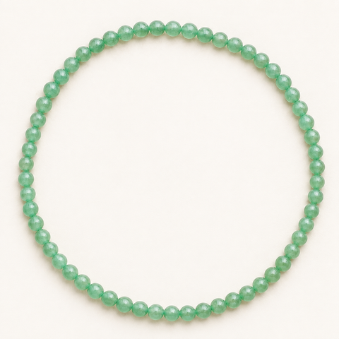 Collier en aventurine verte 6 mm - 45 cm sur fond Nacre MilAura