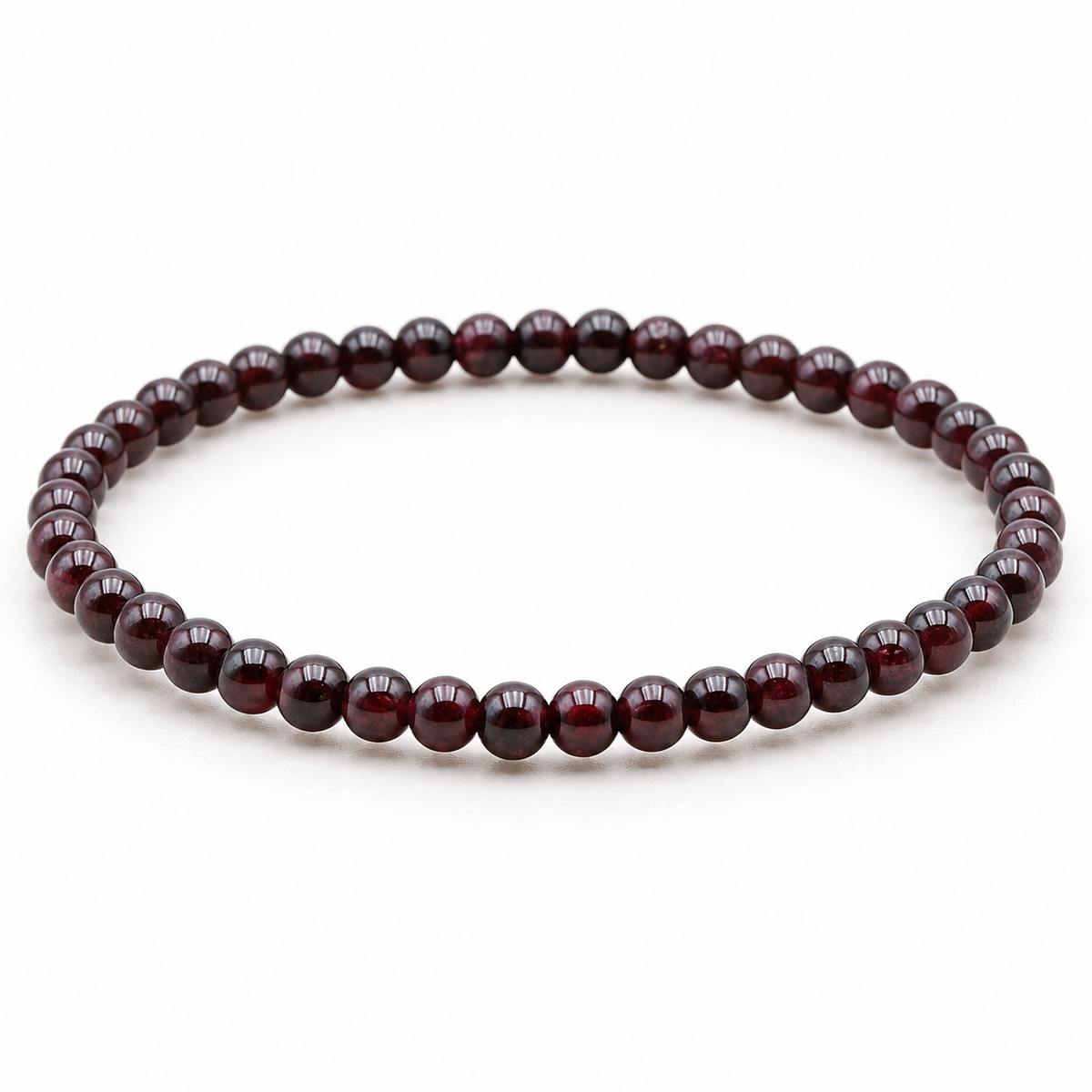 Vue technique de la continuité des perles de Bracelet en grenat rouge 4 mm