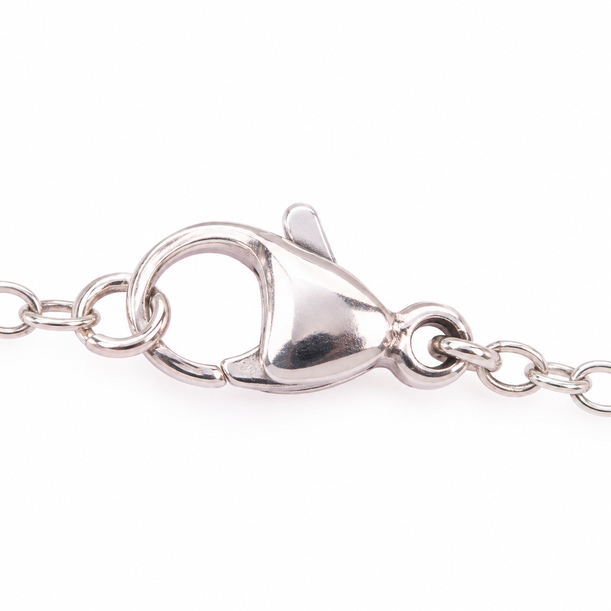 Chaîne argentée maille forçat réglable 45 cm - 02, détail de l’attache