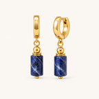 Boucles d'oreilles dorées en sodalite - 36 mm