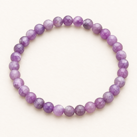 Bracelet en améthyste rubanée 6 mm sur fond Nacre MilAura