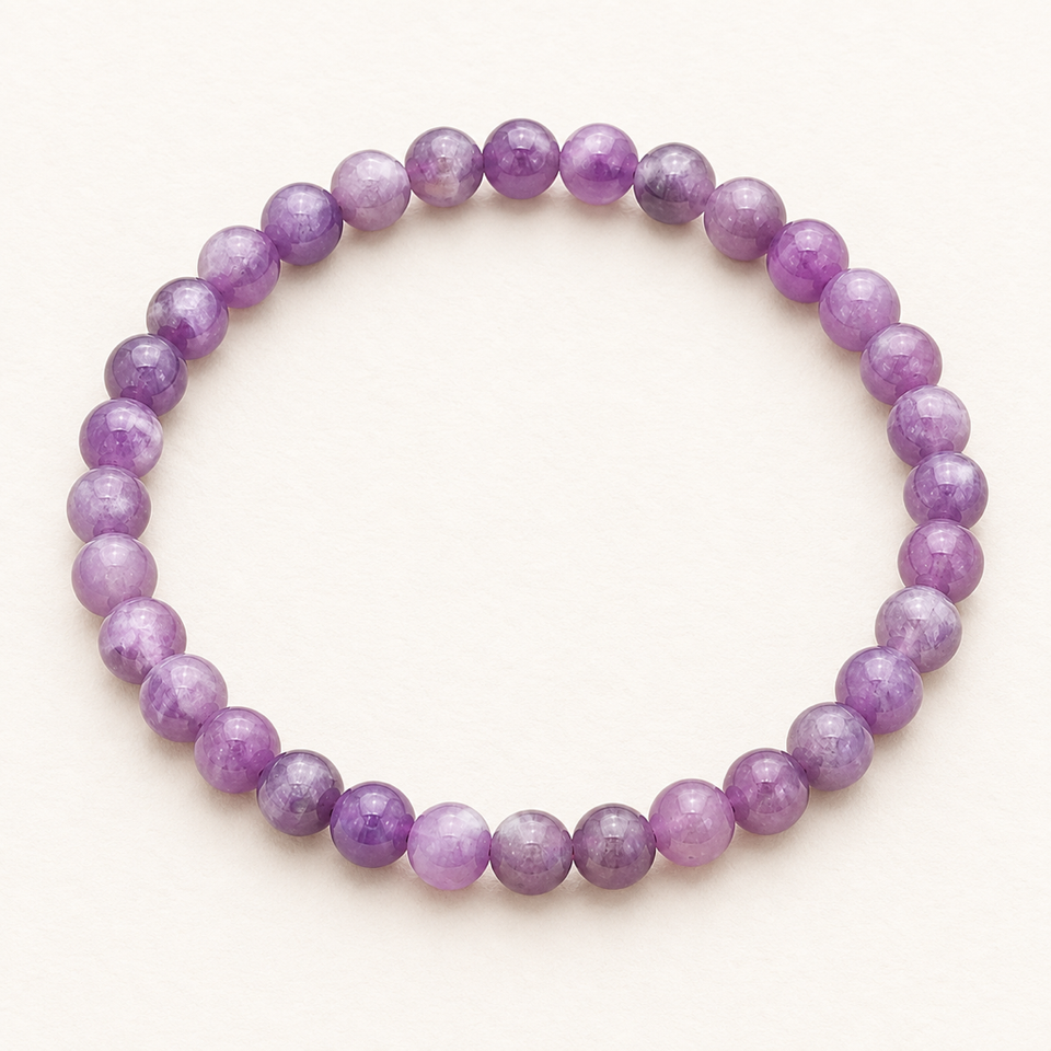 Bracelet en améthyste rubanée 6 mm sur fond Nacre MilAura