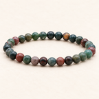 Bracelet en jaspe héliotrope du Brésil 6 mm - 16 à 18 cm