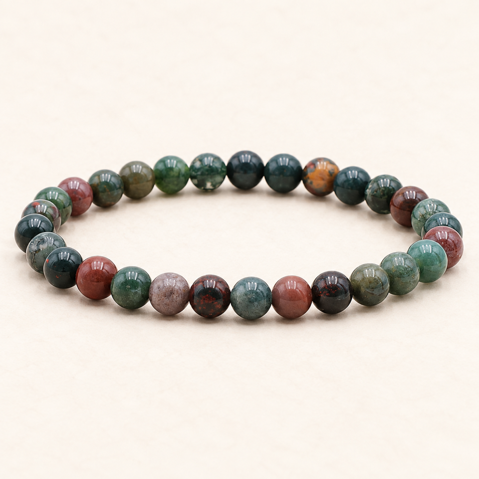 Bracelet en jaspe héliotrope du Brésil 6 mm - 16 à 18 cm