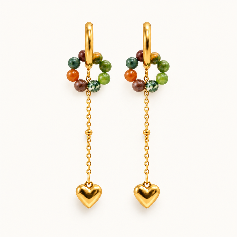 Boucles d'oreilles Auren dorées en agate indienne