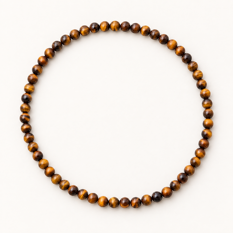 Collier en œil de tigre 6 mm - 45 cm sur fond Nacre MilAura