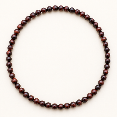Collier en œil de taureau 8 mm - 45 cm sur fond Nacre MilAura