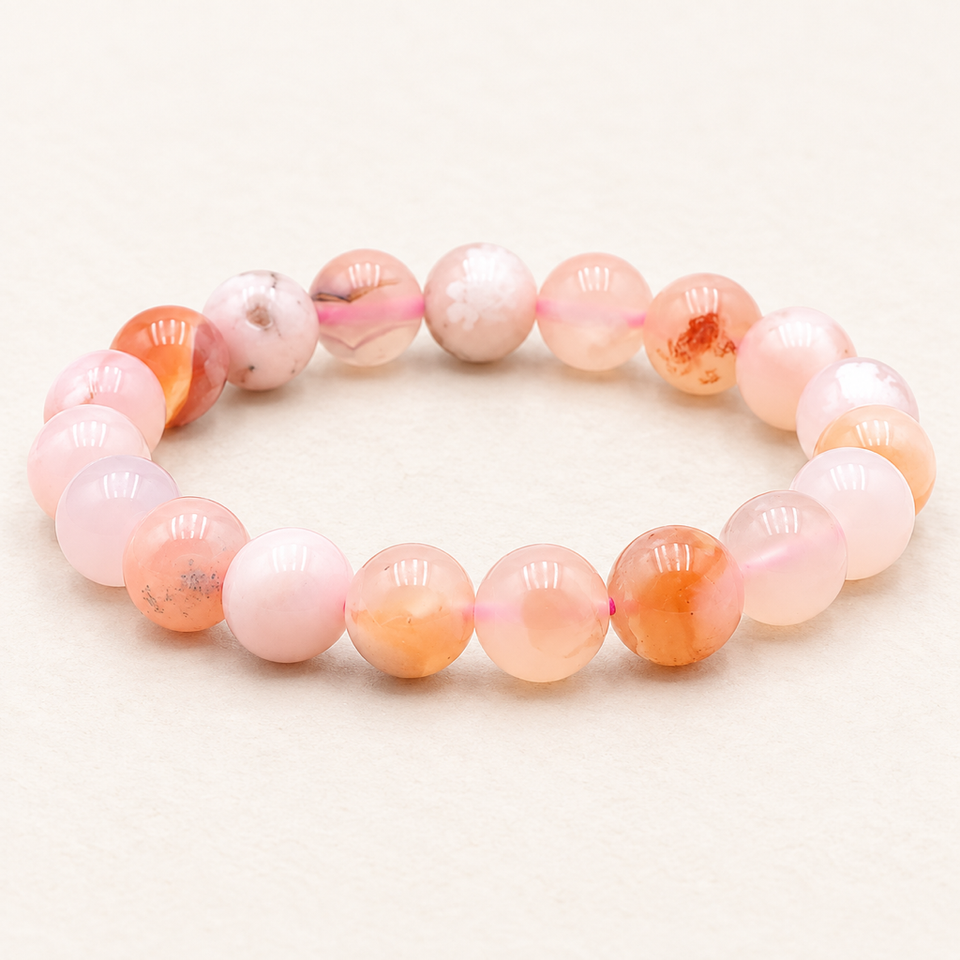 Bracelet en agate fleur de cerisier 10 mm