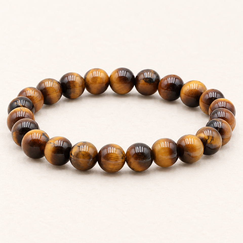 Bracelet en oeil de tigre 8 mm - 16 à 18 cm