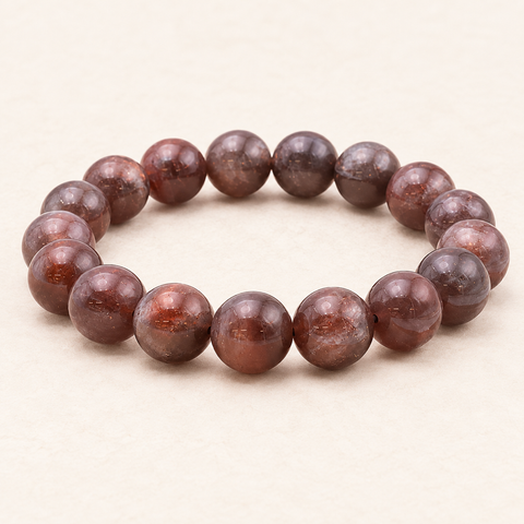 Bracelet en pierre de soleil noire orangée 10 mm - 16 à 18 cm