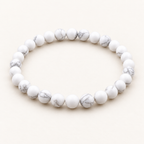Bracelet en howlite blanche - Perles de 6 mm