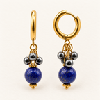 Boucles d'oreilles Ornel dorées en hématite et lapis-lazuli - 35 mm