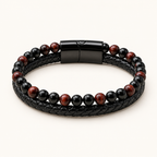 Bracelet Aska noir en oeil de taureau et onyx 6 mm