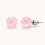 Boucles d'oreilles puces en quartz rose 8 mm