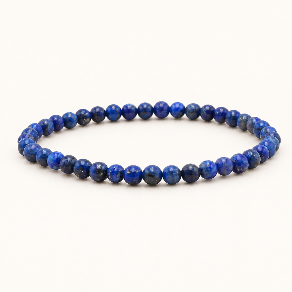 Bracelet en lapis-lazuli 4 mm - 16 à 18 cm sur fond Nacre MilAura