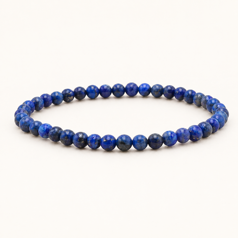 Bracelet en lapis-lazuli 4 mm - 16 à 18 cm sur fond Nacre MilAura