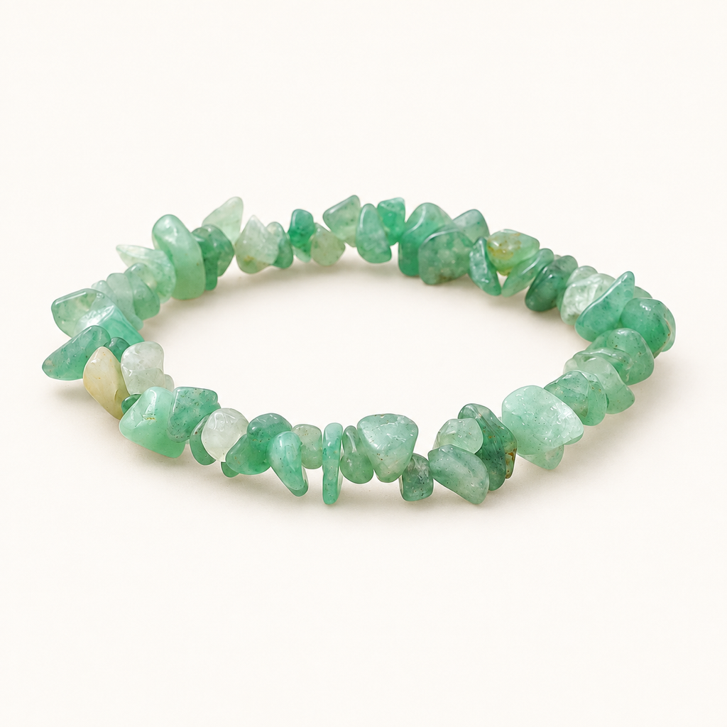 Bracelet baroque en aventurine verte - 16 à 18 cm sur fond Nacre MilAura