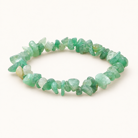 Bracelet baroque en aventurine verte - 16 à 18 cm sur fond Nacre MilAura