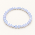 Bracelet en calcédoine bleue de Namibie - Perles de 6 mm