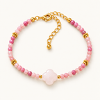Bracelet Rosalia doré en quartz rose et rhodonite 3 mm