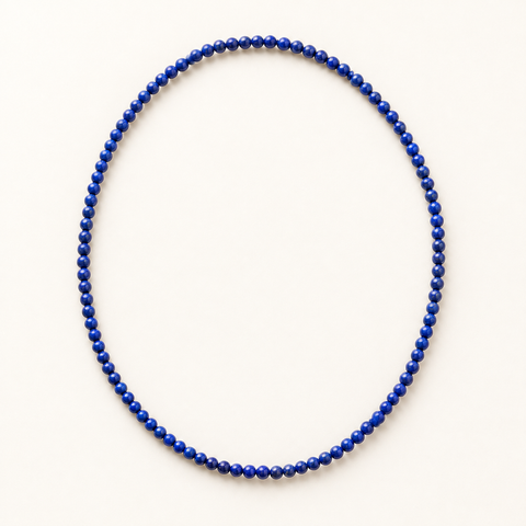 Collier en lapis-lazuli d'Afghanistan 4 mm - 45 cm sur fond Nacre MilAura